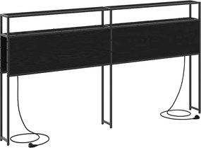 vidaXL Κεφαλάρι Αποθήκης με ράφι Μαύρη δρυς 200 cm Επεξεργασμένο ξύλο
