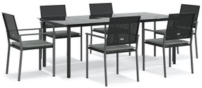 vidaXL Σετ Τραπεζαρίας Κήπου 7 τεμ. Συνθ. Ρατάν / Ατσάλι με Μαξιλάρια