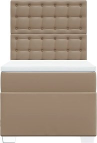 vidaXL Κρεβάτι Boxspring με Στρώμα Καπουτσίνο 100x200εκ.από Συνθ.Δέρμα
