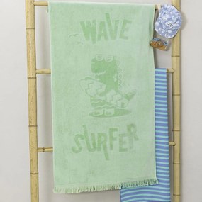 Πετσέτα Θαλάσσης Παιδική Surf Jacquard Green Nima Beach 70x140cm 100% Cotton