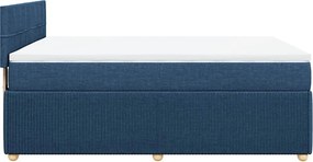 vidaXL Κρεβάτι Boxspring με Στρώμα Μπλε 160x200 εκ. Υφασμάτινο