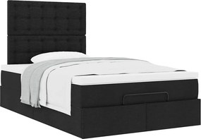 vidaXL Οθωμανικό κρεβάτι με στρώμα Μαύρο 120x200cm Ύφασμα