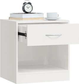 vidaXL Κομοδίνα με Συρτάρι 2 τεμ. Γυαλιστερό Λευκό