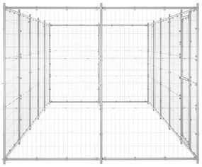 Κλουβί Σκύλου Εξωτερικού Χώρου 12,1 μ² από Γαλβανισμένο Χάλυβα - Ασήμι