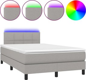 vidaXL Κρεβάτι Boxspring με Στρώμα &amp; LED Αν.Γκρι 120x200 εκ Υφασμάτινο