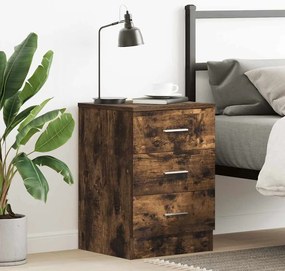 vidaXL Κομοδίνο Καπνιστή Δρυς 38 x 35 x 56 εκ. από Επεξεργασμένο Ξύλο