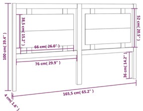 vidaXL Κεφαλάρι Κρεβατιού 165,5x4x100 εκ. από Μασίφ Ξύλο Πεύκου