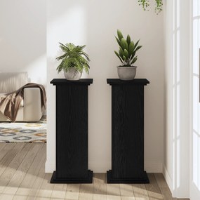 vidaXL Βάση Φυτών Μαύρη Δρυς 33x33x80 εκ. Κατασκευασμένο Ξύλο