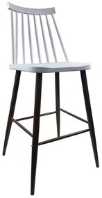 Σκαμπό Bar ArteLibre MARANTA Λευκό/Καρυδί PP/Μέταλλο 45x46x97cm