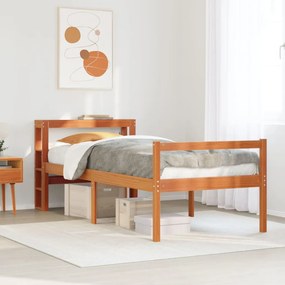 vidaXL Bed Frame Κερί Παλαίωσης 75 x 190 cm Solid Pine Wood, Plywood