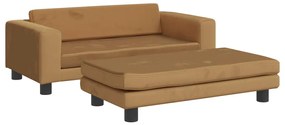 vidaXL Καναπές Παιδικός με Υποπόδιο Καφέ 100x50x30 εκ. Βελούδινος