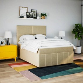 vidaXL Κρεβάτι Boxspring με Στρώμα Κρεμ 160x200 εκ. Υφασμάτινο