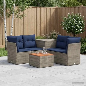 vidaXL Σετ Καναπέ 6 τμχ. Γκρι και Navy Blue 55 x 55 x 37 cm