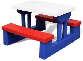 vidaXL Τραπέζι Πικ-νικ Παιδικό με Παγκάκια και Ομπρέλα Πολύχρωμο