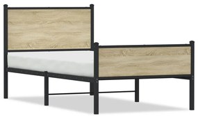 vidaXL Σκελετός Κρεβ. Χωρίς Στρώμα Sonoma Δρυς 100x190 εκ. Μεταλλικό