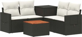 vidaXL Σετ Καναπέ 6 τμχ. Μαύρο και Κρεμ Λευκό 55 x 55 x 37 εκ