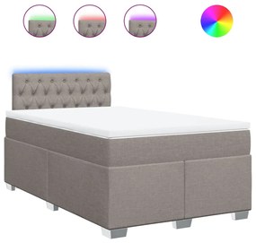 vidaXL Κρεβάτι Boxspring με Στρώμα Taupe 120x200 εκ. Υφασμάτινο