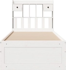 vidaXL Κρεβάτι Βιβλιοθήκη Χωρίς Στρώμα Λευκό 75x190 εκ Μασίφ Πεύκο