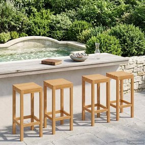 vidaXL Μπαρ σκαμπό 4 pcs Φυσικό Στερεό Ξύλο Τίκ