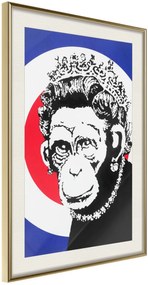 Αφίσα - Banksy: Monkey Queen - 40x60 - Χρυσό - Με πασπαρτού