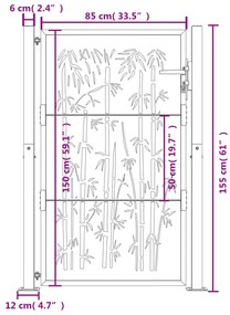 Πύλη Κήπου με Σχέδιο Μπαμπού 105 x 155 εκ. από Ατσάλι Corten - Καφέ