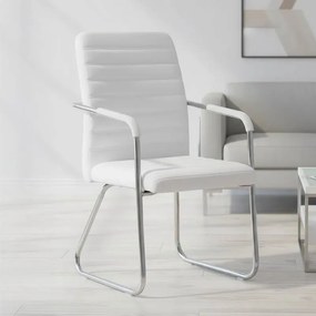 Καρέκλα επισκέπτη στοιβαζόμενη Sefine λευκό pu-πόδι χρωμίου 53x45x97εκ 53x45x97 εκ.