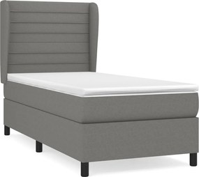 vidaXL Κρεβάτι Boxspring με Στρώμα Σκούρο Γκρι 100x200 εκ. Υφασμάτινο