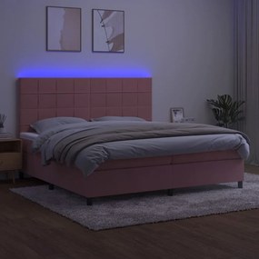 ΚΡΕΒΑΤΙ BOXSPRING ΜΕ ΣΤΡΩΜΑ &amp; LED ΡΟΖ 200X200 ΕΚ. ΒΕΛΟΥΔΙΝΟ 3136148