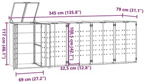 ΠΛΑΙΣΙΟ ΚΑΔΩΝ ΑΠΟΡΡΙΜΜΑΤΩΝ 5 ΚΑΔΟΙ ΜΑΥΡΟ 345X79X117 ΕΚ. ΑΤΣΑΛΙ 3279980