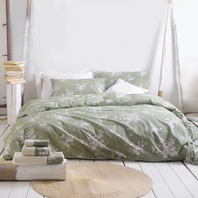 Σεντόνια Mathilde Με Λάστιχο (Σετ 3τμχ) Green Ρυθμός Semi-double 160x260cm 100% Cotton