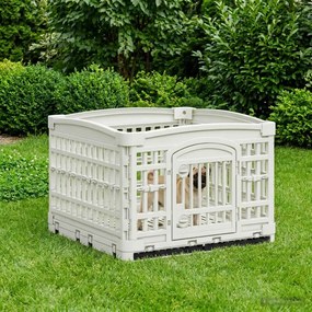 vidaXL Αλάνα Σκύλου 4 Πάνελ 122 x 106,5 x 82 εκ Πλαστικό Λευκό