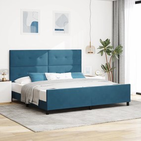 vidaXL Κρεβάτι Σκελετός Σκούρο Μπλε 200x200 εκ. Βελούδο