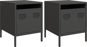 vidaXL Κομοδίνα 2 τεμ. Μαύρο 35x39x43,5 εκ. από Χάλυβα