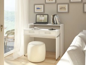 Τραπέζι γραφείου Gilroy 103, Με συρτάρια, Αριθμός συρταριών: 2, 75x98x37cm, 30 kg, Άσπρο | Epipla1.gr