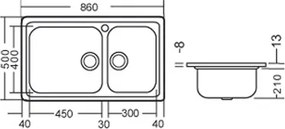 Apell Linear 8520 (86x50) - Ανοξείδωτος νεροχύτης - Σαγρέ