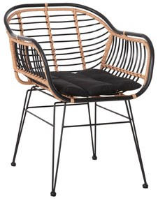 OUTDOOR ARMCHAIR ALLEGRA  METAL FRAME-P.E.RATTAN IN BEIGE &amp; BLACK 58x59x81Hcm.