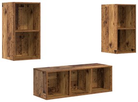 vidaXL Σετ Τηλεοπτικού Κάδου 3 pcs Παλαιό ξύλο 37 x 37 x 107 εκ