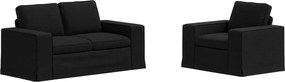 vidaXL Σετ Καναπέ 2 pcs Μαύρο 162 x 80 x 82 εκ ύφασμα