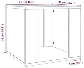 Κομοδίνο Γκρι Σκυρ. 41x40x36 εκ. από Επεξεργασμένο Ξύλο - Γκρι