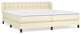 vidaXL Κρεβάτι Boxspring με Στρώμα Κρεμ 200x200 εκ. Συνθετικό Δέρμα