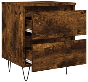 vidaXL Κομοδίνα 2 τεμ. Καπνιστή Δρυς 40x35x50 εκ. Επεξεργασμένο Ξύλο