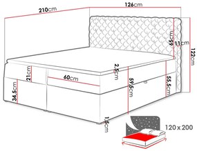 Επενδυμένο κρεβάτι Chesterfield-Kafe-180 x 200 εκ.