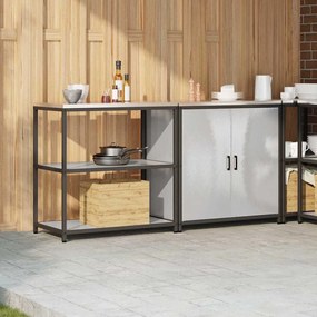 vidaXL Σετ Αποθήκευσης Κουζίνας με ράφι 2 pcs Ασημί Ανοξείδωτο ατσάλι