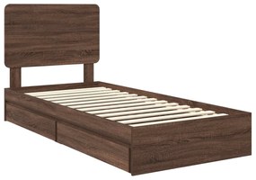 vidaXL Κρεβάτι Αποθήκης Καφέ δρυς 90 x 200 cm Επεξεργασμένο ξύλο