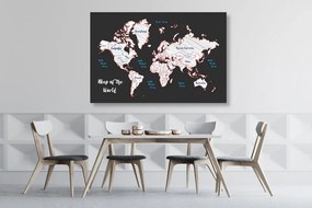 Εικόνα στο φελλό ενός μοναδικού παγκόσμιου χάρτη - 90x60  flags
