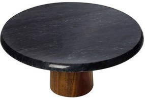 Τουρτιέρα Με Πόδι FAV239 Φ30x10cm Natural-Black Espiel Μάρμαρο, Ξύλο