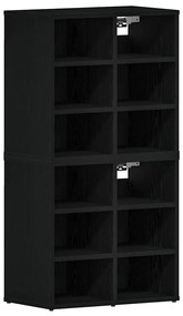 vidaXL Ντουλάπα Παπουτσιών με ράφι 2 pcs Μαύρη δρυς 52 x 30 x 50.5 εκ.