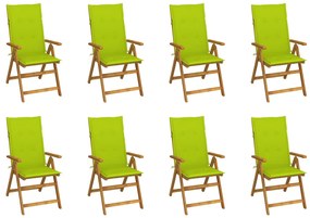 3075065 vidaXL Καρέκλες Κήπου Πτυσσόμ. 8 τεμ. Μασίφ Ξύλο Ακακίας με Μαξιλάρια Πράσινο, 1 Τεμάχιο