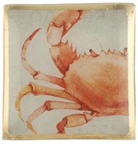 Διακοσμητική Πιατέλα Crab 02.1073501 10x10cm Γυάλινη Multi Glass