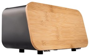 Estia Ψωμιέρα Bamboo Essentials Μεταλλική Με Καπάκι 34.5x19x17cm Μαύρη 01-12861